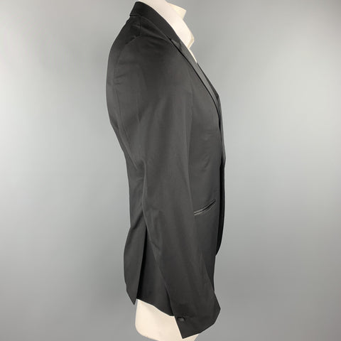 JOHN VARVATOS Size 40 Black Wool Peak Lapel Tuxedo Sport Coat