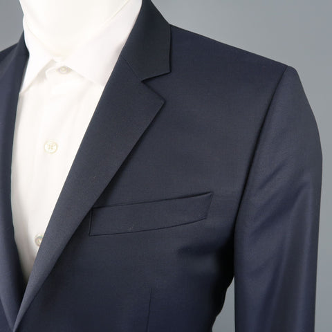 GIVENCHY 40 Short Navy Wool Notch Lapel Suit