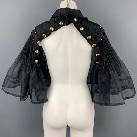 COMME des GARCONS TAO Size M Black Pleated Polyester Cape