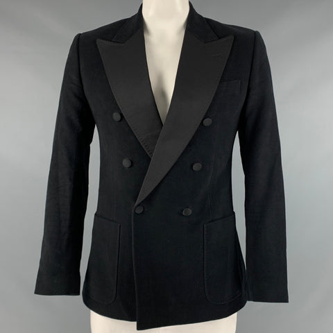 DOLCE & GABBANA Size 42 Black Cotton Blend Peak Lapel Sport Coat