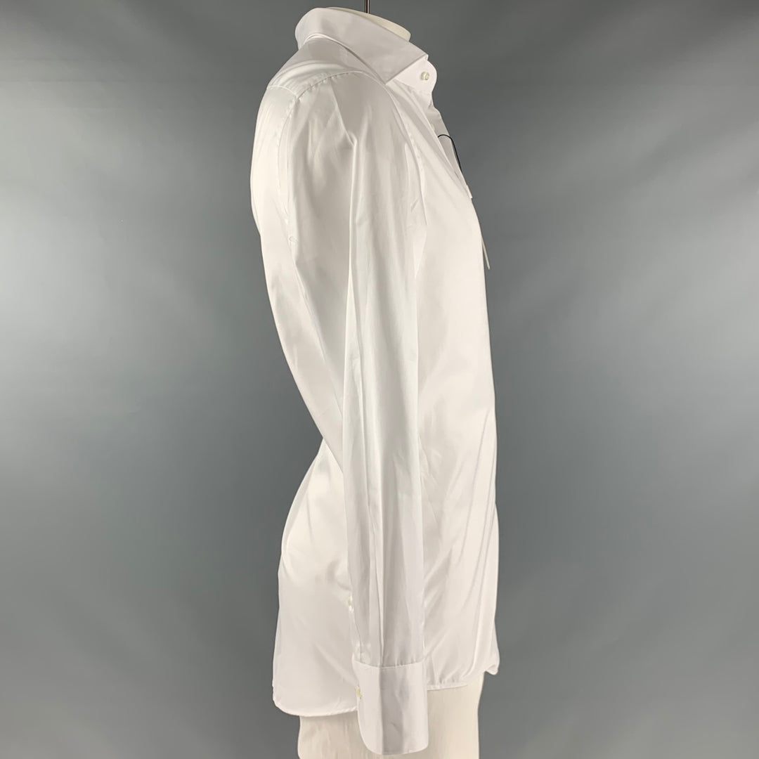 SUITSUPPLY Size XL White Solid Cotton Button Up Long Sleeve Shirt