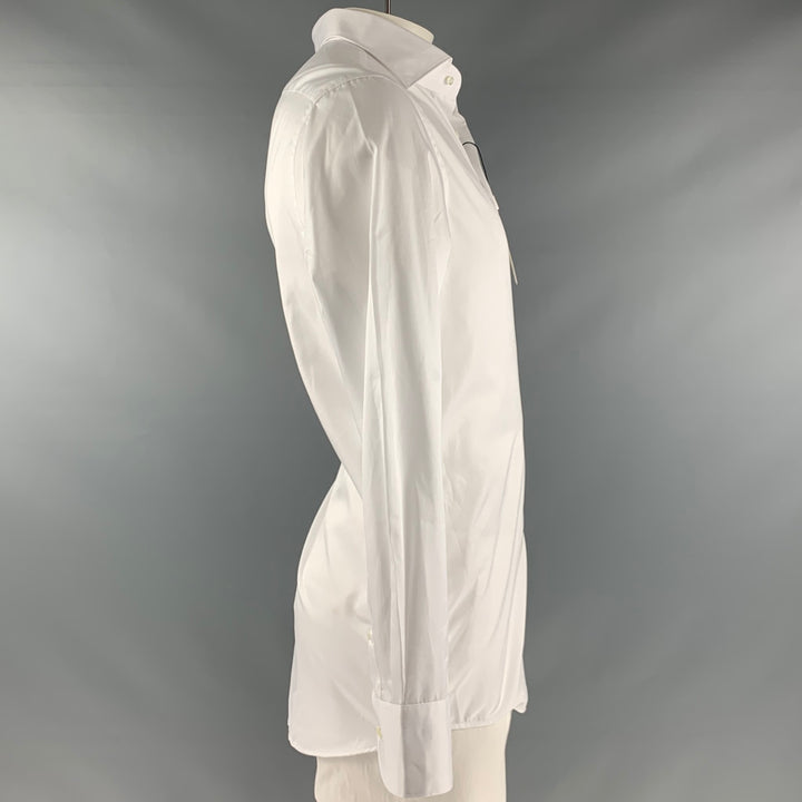 SUITSUPPLY Size XL White Solid Cotton Button Up Long Sleeve Shirt