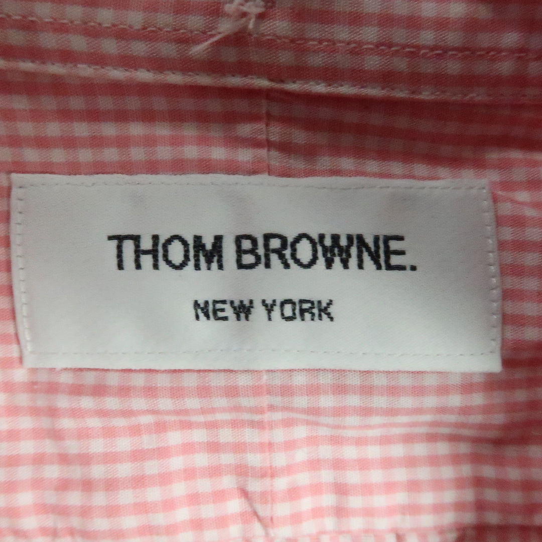 THOM BROWNE Size XL Pink Plaid Cotton Button Up Long Sleeve Shirt