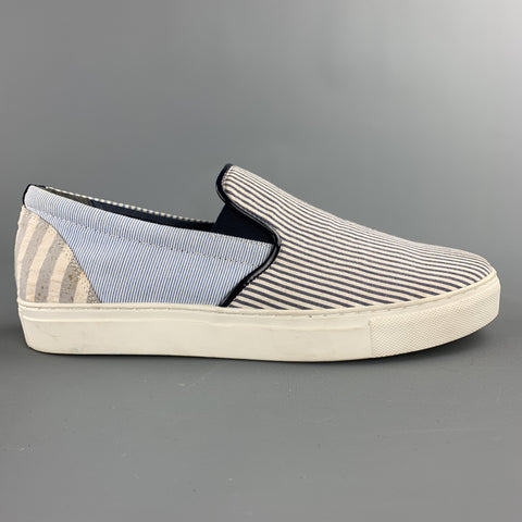 NICK WOOSTER x UNITED ARROWS Size 7 Blue & White Mixed Fabrics Canvas Sneakers