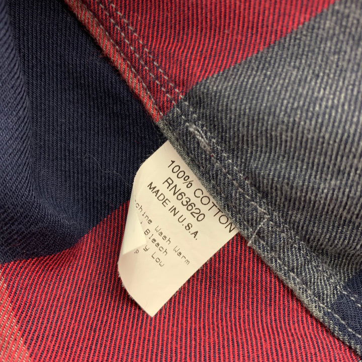 GITMAN VINTAGE Talla L Camisa de manga larga de algodón a cuadros rojo y gris