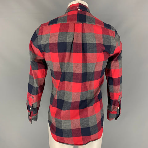 GITMAN BROS Size S Red & Grey Checkered Cotton Long Sleeve Shirt
