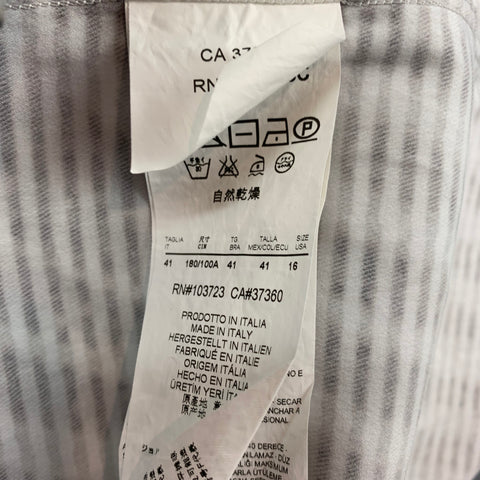 GIORGIO ARMANI Size M Grey & White Print Cotton Hidden Buttons Long Sleeve Shirt