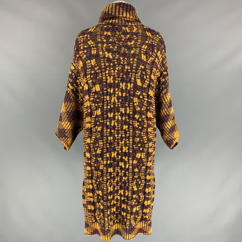 M MISSONI Suéter extragrande con cuello alto en mezcla de lana de punto dorado y morado Talla M