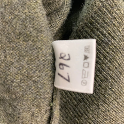 LORO PIANA Size L Olive Knitted Cashmere V-Neck Sweater
