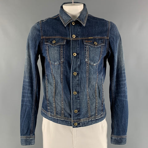 DIESEL Size L Blue Washed Denim Trucker Jacket