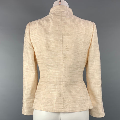 ARMANI COLLEZIONI Talla 6 Crema Seersucker Seda / Viscosa Chaqueta con botones