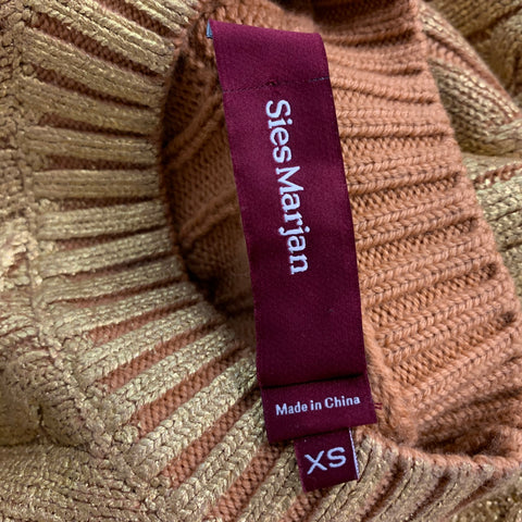 SIES MARJAN Size XS Gold Cable Knit Merino Wool Crew-Neck Sweater