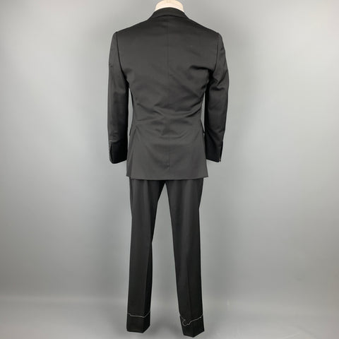 RALPH LAUREN Purple Label Size 38 Short Black Wool Notch Lapel Suit