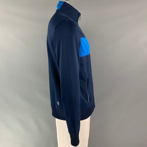 FOURLAPS Size L Navy Blue Color Block Polyester Zip Chest  Jacket