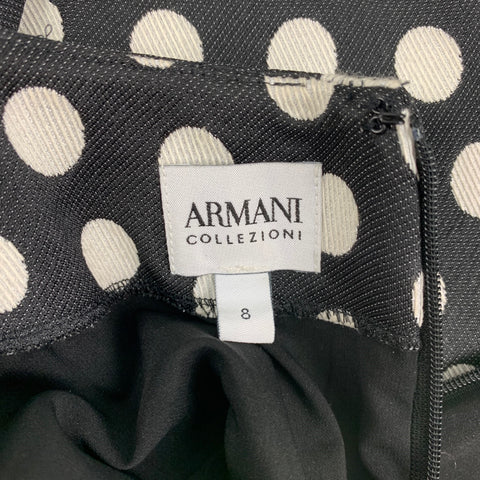 ARMANI COLLEZIONI Size 8 Black & White Polka Dot Sheath Dress