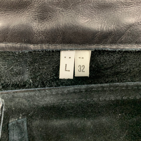 CUSTOM MADE Size 32 Black Yellow Leather Casual Pants