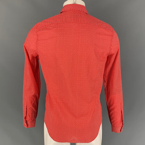 BURBERRY PRORSUM Taille XS Chemise à manches longues boutonnée en coton à pois rouges et blancs