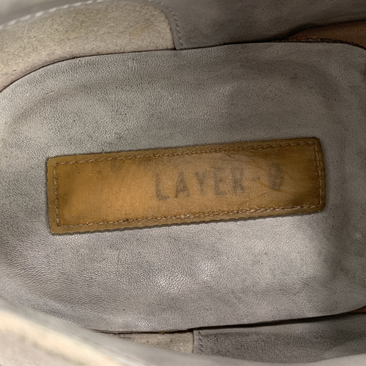 LAYER-O Size 7 Grey Distressed Leather Lace Under Brogues