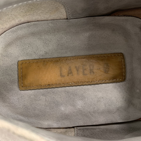 LAYER-O Talla 7 Zapatos brogue de encaje de cuero desgastado gris