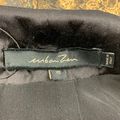 URBAN ZEN Size XS Gold Black Jacquard Metallic Collarless Coat