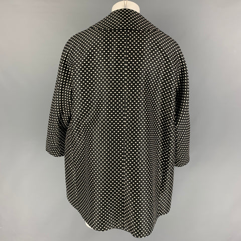 COMME des GARCONS HOMME PLUS Size XS Black White Polka Dot Polyester Coat