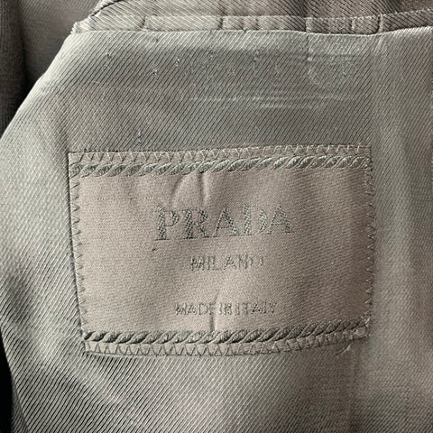 PRADA Size 40 Charcoal Stripe Virgin Wool Notch Lapel Suit