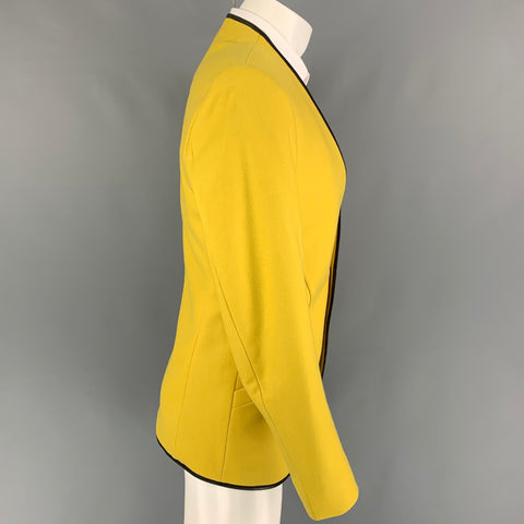 Vintage THIERRY MUGLER Talla 40 Chaqueta sin cuello de lana amarilla