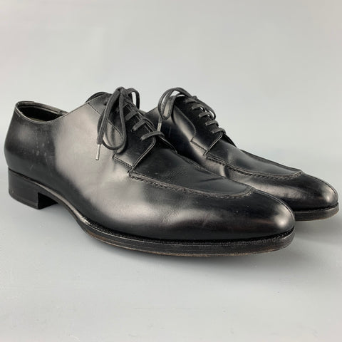 TOM FORD Size 11 Black Leather Split Toe Blucher Lace Up Shoes