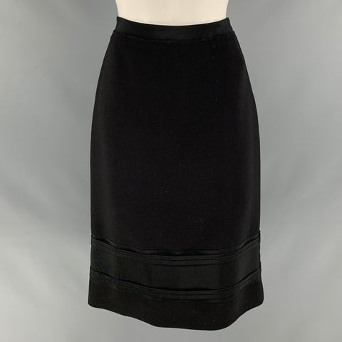 PRADA Talla 6 Falda lápiz de lana negra hasta la rodilla