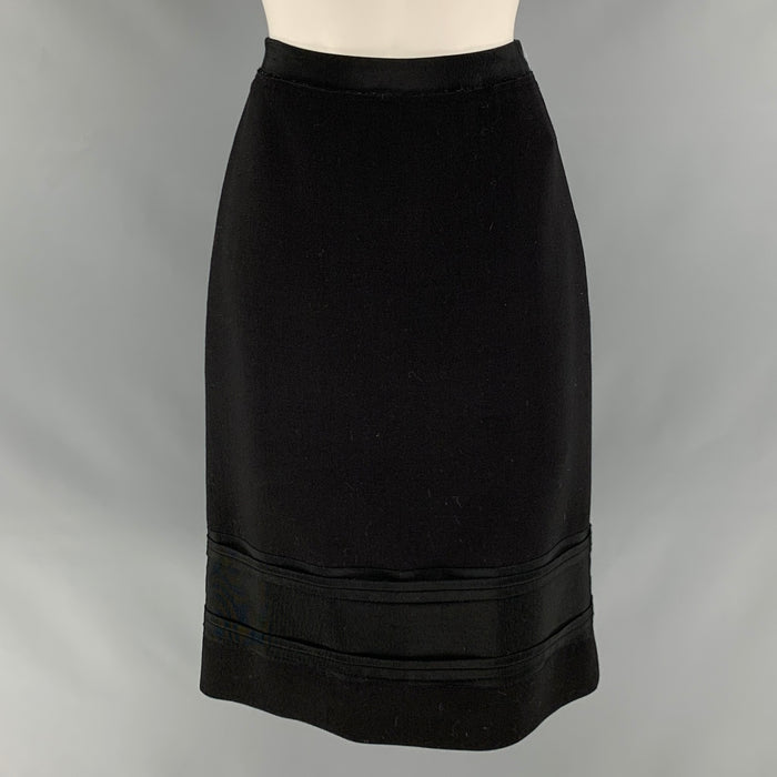 PRADA Size 6 Black Wool Pencil Knee-Length Skirt