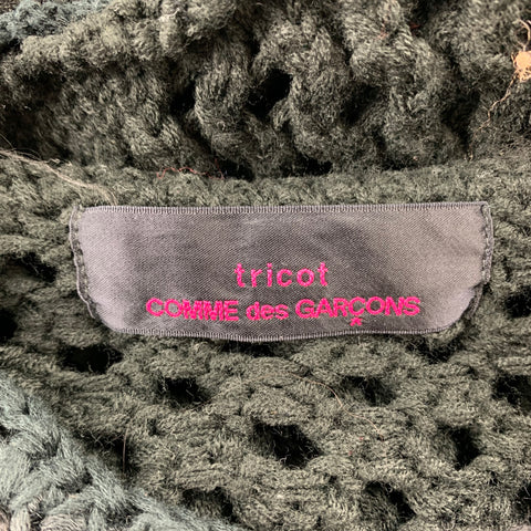 COMME des GARCONS TRICOT Taille M Noir &amp; Gris Crochet Pull Casual Top