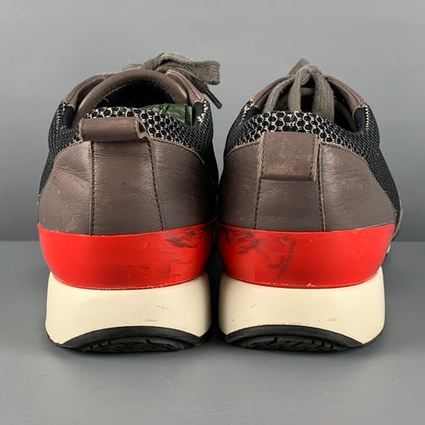 HERMES Size 11 Grey Taupe Mixed Materials Mesh Sneakers