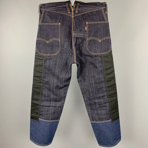 JUNYA WATANABE Size M Indigo Mixed Materials Contrast Stitch Denim Zip Fly Jeans
