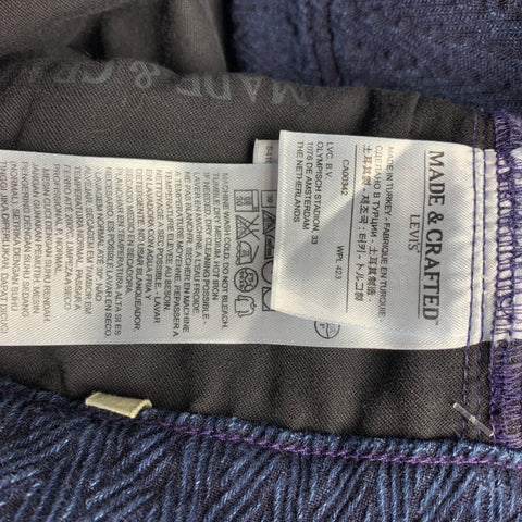 LEVI'S MADE & CRAFTED Tack Slim Size 31 Navy Textured Cotton Zip Fly Jeans