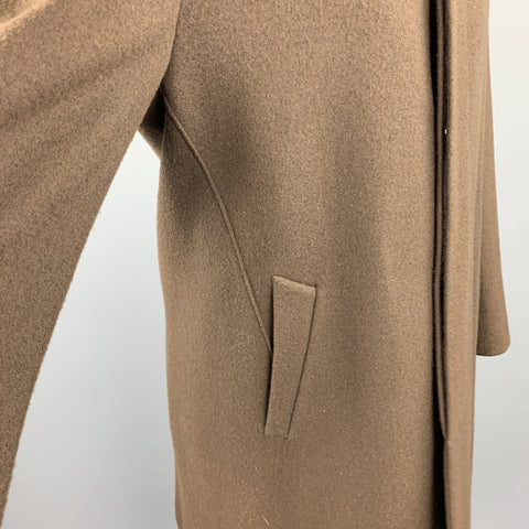 THIERRY MUGLER Size 40 Brown Wool High Collar Hidden Placket Coat