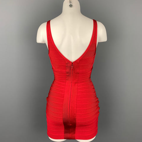 HERVE LEGER Size XS Red Rayon Blend Bandage Cocktail Dress
