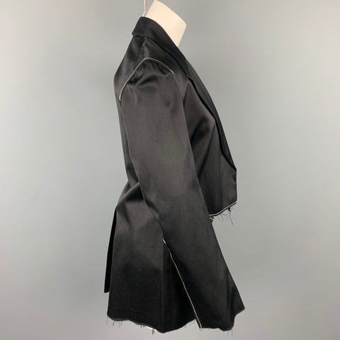 CALVIN KLEIN COLLECTION Size M Black Contrast Stitch Cotton Notch Lapel Open Front Jacket