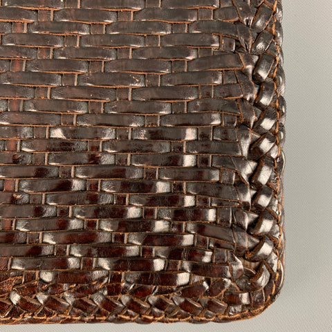 DE VECCHI Brown Woven Leather Portfolio Handbag & Leather Goods