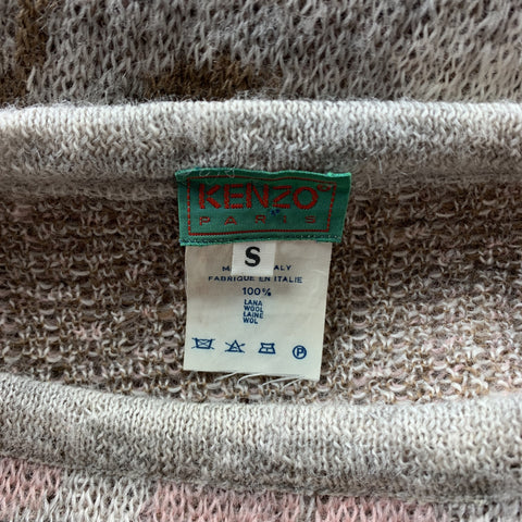 KENZO Jersey Cuello Barco De Lana Floral De Punto Gris Talla S