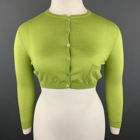 VALENTINO Cárdigan corto de mezcla de lana verde lima talla L