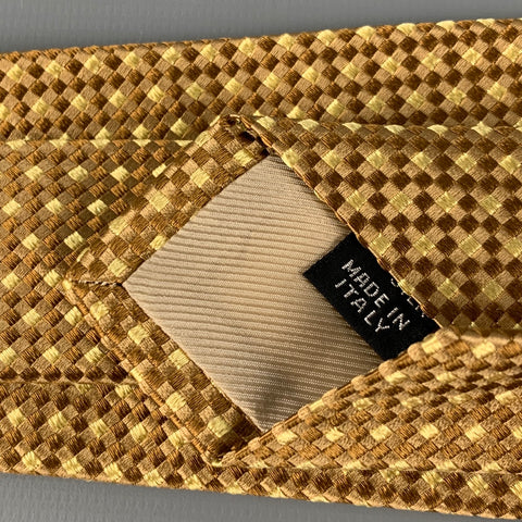 BORRELLI Corbata de seda a cuadros beige topo