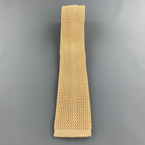LOCK & CO LONDON Golden Beige Silk Textured Knit Tie