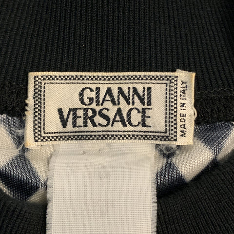 Vintage GIANNI VERSACE Size S Black & White Rhombus Polyamide High Collar Pullover Sweater