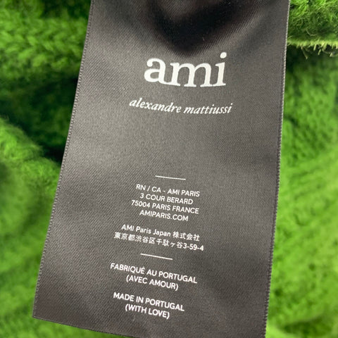 AMI by ALEXANDRE MATTIUSSI Jersey de cuello redondo de lana de punto trenzado verde talla M