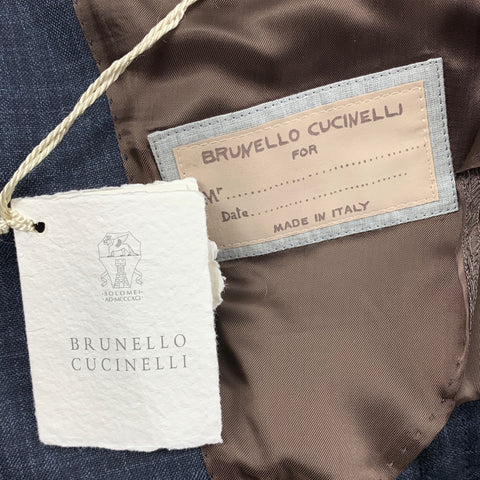 BRUNELLO CUCINELLI Size 38 Navy Mouline Check Lana Wool Suit
