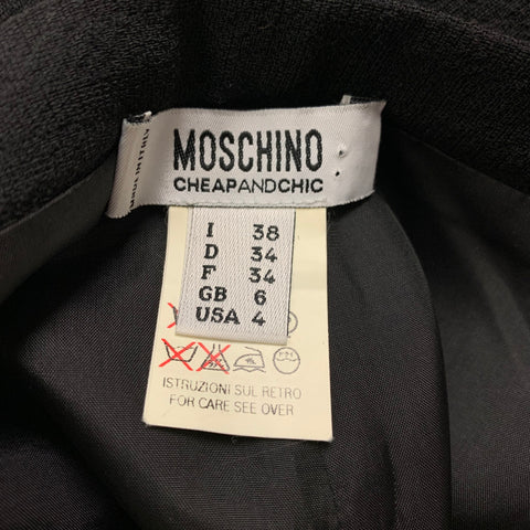 CHEAP AND CHIC by MOSCHINO Size 4 Black Silk Ruffled Pencil Below Knee Skirt