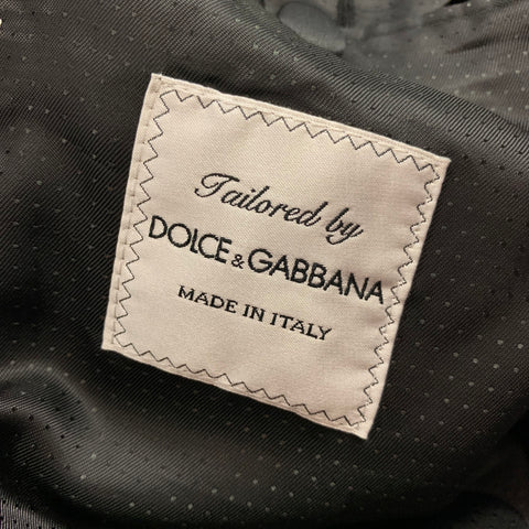 DOLCE & GABBANA Size 44 Regular Black & White Jacquard Peak Lapel Sport Coat