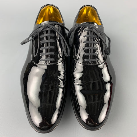 BALLY Garrett Size 8 Black Patent Leather Lace Up Shoes