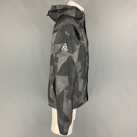POLO SPORT Size M Grey Charcoal Print Polyester Windbreaker Jacket