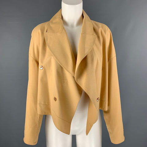 CLAUDE MONTANA Talla 8 Chaqueta frontal abierta de seda naranja sólida
